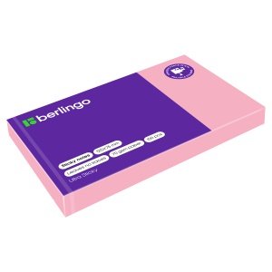 Бумага клейкая д/заметок 75*125 100л розовая UltraSticky уп12 Berlingo