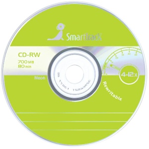 Диск CD RW 700Mb 4-12x Cake Box 50шт Smart Track