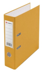 Папка регистратор А4 80мм желтый метал окантовка/карман собранный PP LAMARK600